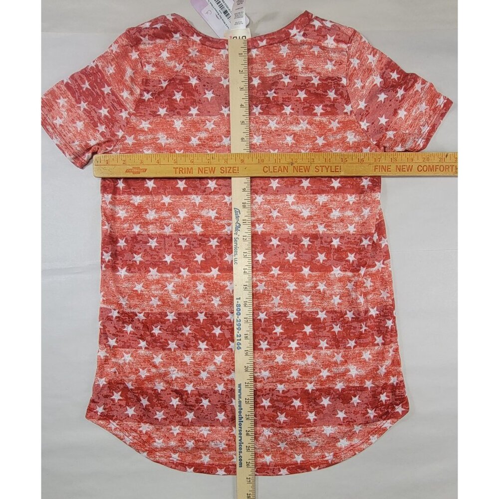 BiBi T-Shirt Red White Star Print V-Neck Slim Womens/Jrs Small New with Tags - Picture 5 of 5